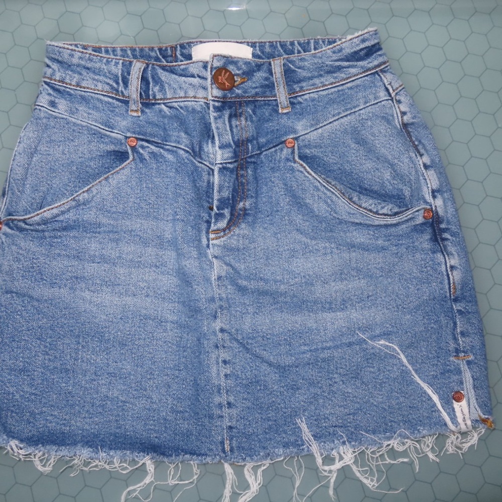One Teaspoon Blue A-line Mini Skirt